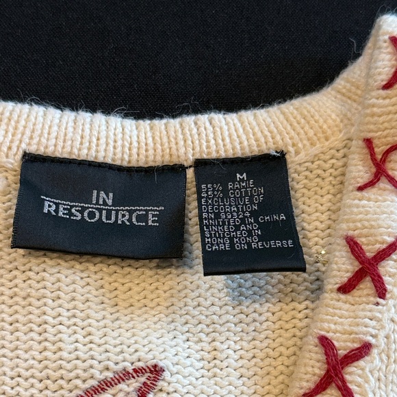 Vintage Embroidered Cardinal & Pinecone Christmas sweater Vest by In Resource M - Picture 8 of 16